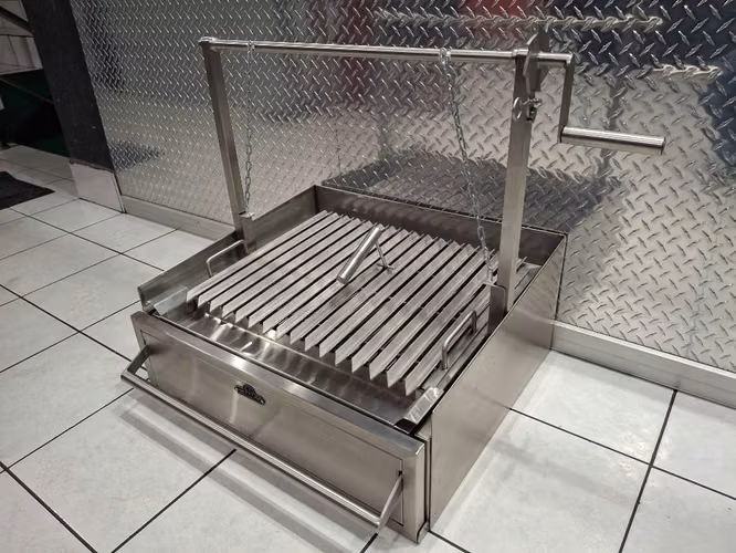 Parrilla elevadiza full Inox Tipo Argentina para carbon y leña
