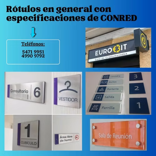 Rótulos en general con especificaciones de la CONRED