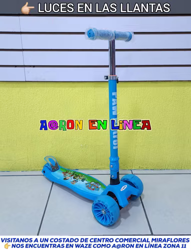 MONOPATINES ORIGINALES DE PAW PATROL CON LUCES EN LAS LLANTAS PARA NIÑOS
