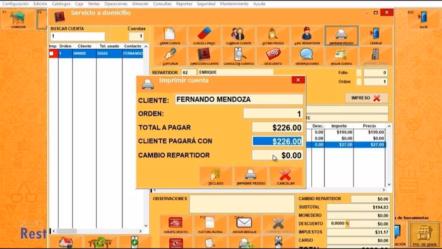 Programa para restaurantes, ordenes a cocina, bar etc.