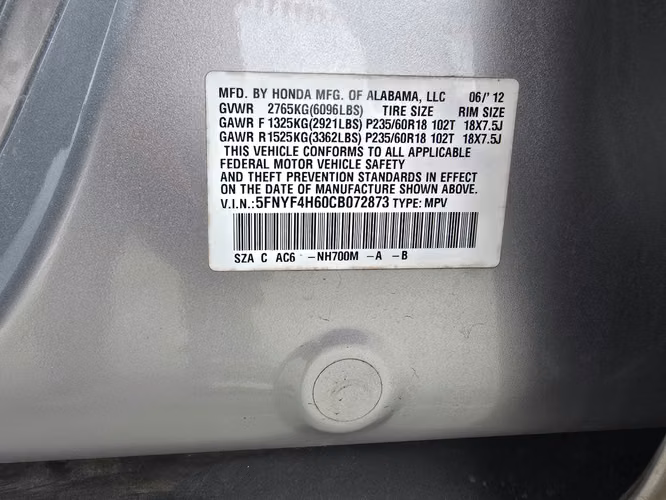 Honda Pilot EXL 2012