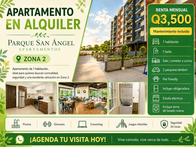 Apartamento en Alquiler – Parque San Ángel, Zona 2