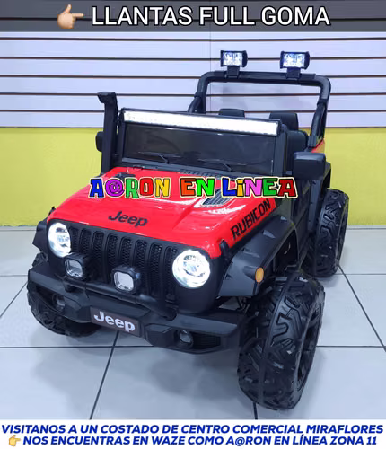 JEEP RUBICÓN 4x4 CON LLANTAS DE GOMA Y ENCENDIDO CON LLAVE PARA NIÑOS