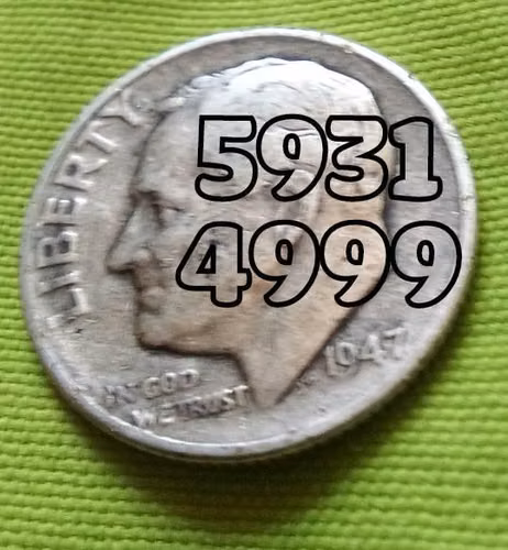 1947 D LIBERTY ROOSEVELT USA ONE DIME ERROR MONEDA ANTIGUA