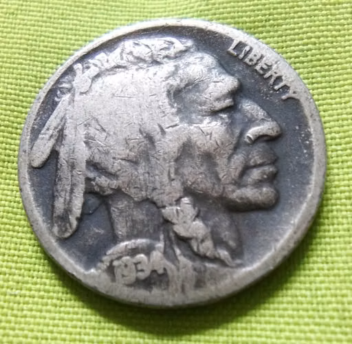 Buffalo 1934 LIBERTY FIVE CENTS UNITED STATES OF AMÉRICA MONEDA ANTIGUA COLECCIÓN