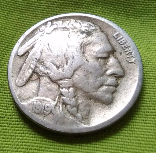 LIBERTY 1919 BUFFALO FIVE CENTS USA MONEDA ANTIGUA