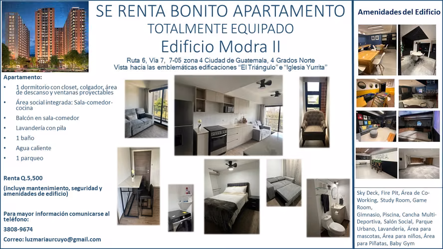 ESTRENA APARTAMENTO TOTALMENTE EQUIPADO Edificio Modra II