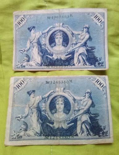 1908 BILLETES ALEMANES EIN UNDER MARF 100 MARCOS ALEMANES BILLETES ANTIGUOS - Imagen 5