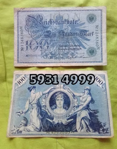 1908 BILLETES ALEMANES EIN UNDER MARF 100 MARCOS ALEMANES BILLETES ANTIGUOS - Imagen 2