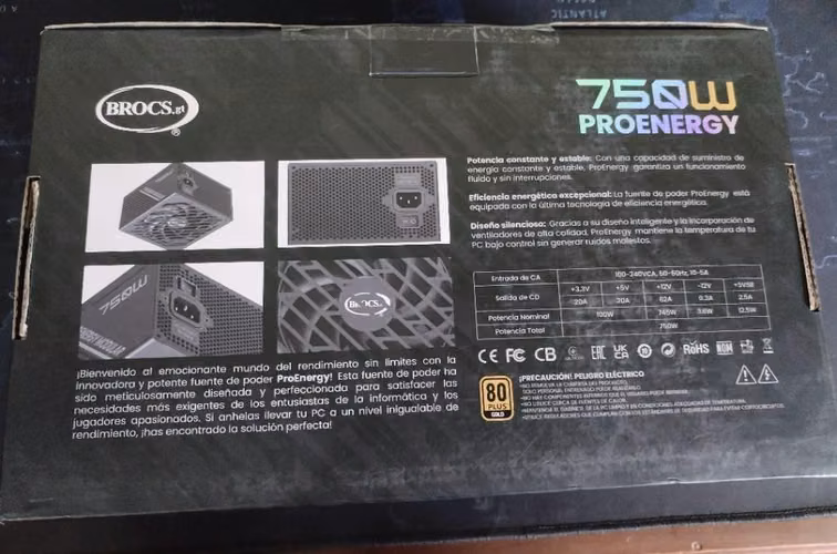 Vendo fuente de poder de 750W 80 PLUS GOLD FULL MODULAR MARCA BROCS NUEVA