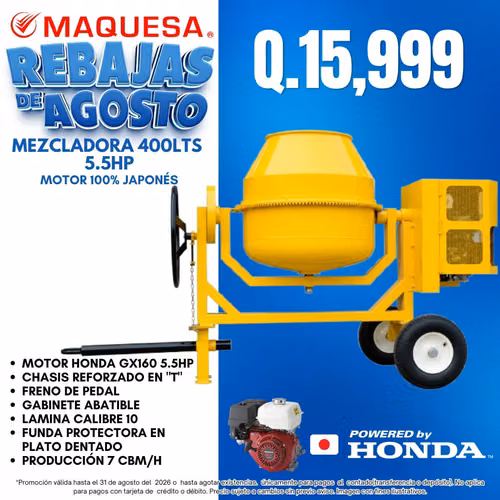 MEZCLADORA DE CONCRETO 1.5 SACOS 400 Lts - Imagen 1