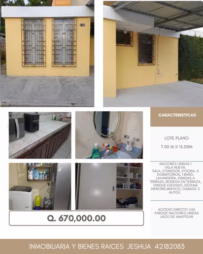 VENDO CASA EN NACIONES UNIDAS 1 - VILLA NUEVA