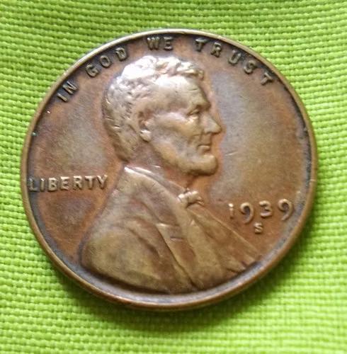 1939 S USA LIBERTY ONE CENT TRIGO LINCOLN MONEDA ANTIGUA  - Imagen 4