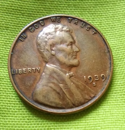 1939 S USA LIBERTY ONE CENT TRIGO LINCOLN MONEDA ANTIGUA  - Imagen 5