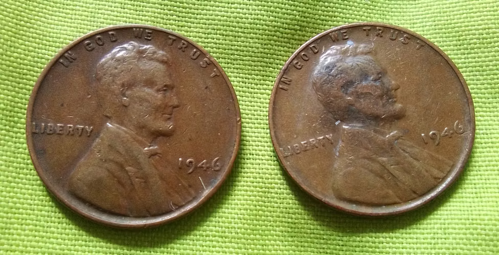 1946 S LIBERTY ONE CENT TRIGO LINCOLN USA MONEDA ANTIGUA ERROR  - Imagen 10