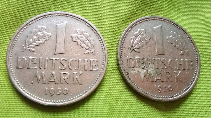 1950 D 1950 G ALEMANIA MONEDAS ALEMANAS 1 DEUTSCHE MARK ANTIGUAS  - Imagen 5