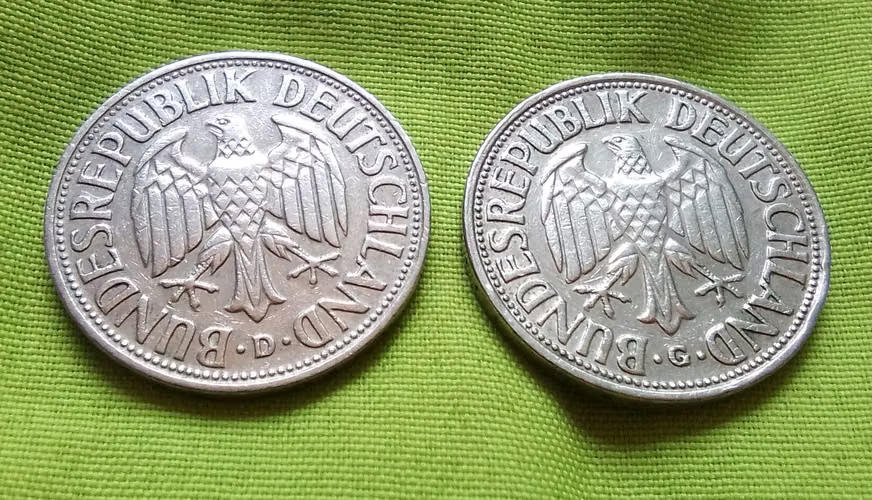 1950 D 1950 G ALEMANIA MONEDAS ALEMANAS 1 DEUTSCHE MARK ANTIGUAS  - Imagen 4