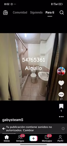 Apartamento con dos habitaciones y baño privado sala comedor cocina céntrico