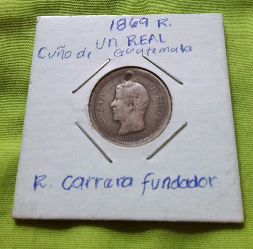 L 1863 R CUÑO DE Guatemala MED RL PLATA SILVER REV. RAFAEL CARRERA MONEDAS ANTIGUAS GUATEMALA  - Imagen 5