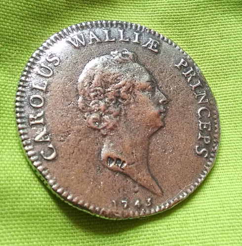 1745 ENGLAND INGLATERRA CAROLUS WALLIAE PRINCEPS MONEDA GRAN BRETAÑA ANTIGUA 