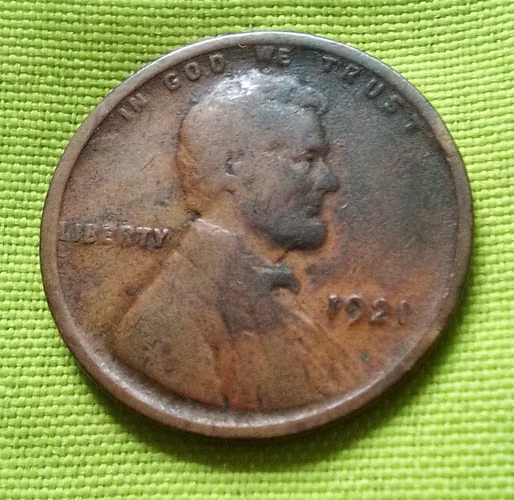 LIBERTY 1921 ONE CENT TRIGO  LINCOLN USA MONEDA, ANTIGUA 