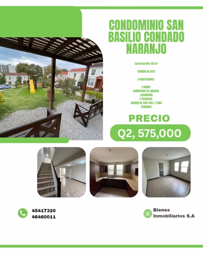 HERMOSA Y AMPLIA CASA EN VENTA EN EL NARANJO CONDOMINIO SAN BASILIO