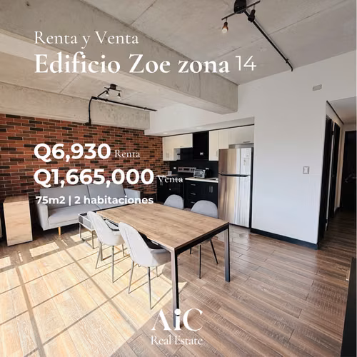 APARTAMENTO AMPLIO Y MODERNO  2 HABITACIONES ZONA 14 EDIF. ZOE