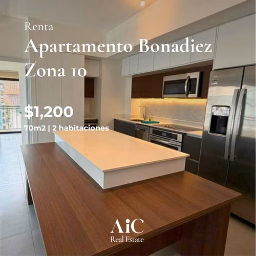 APARTAMENTO AMPLIO Y MUY BIEN UBICADO 2 HABITACIONES ZONA 10 EDIF. BONADIEZ
