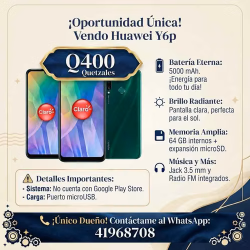 vendo Huawei Y6p