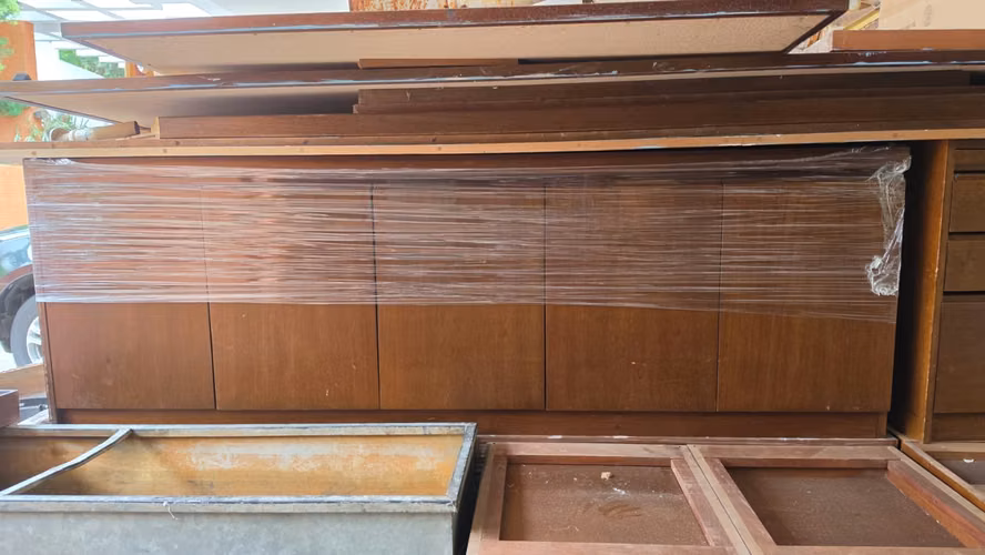 Escritorios largos 2 + 5 archivos de madera