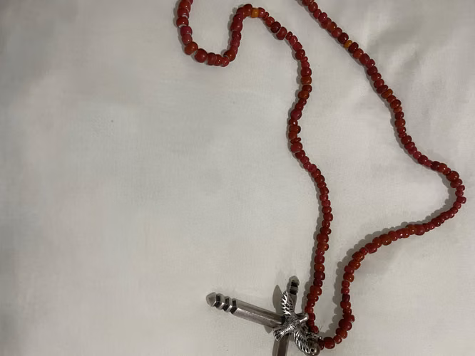 Collar antiguo de plata y coral - Imagen 1