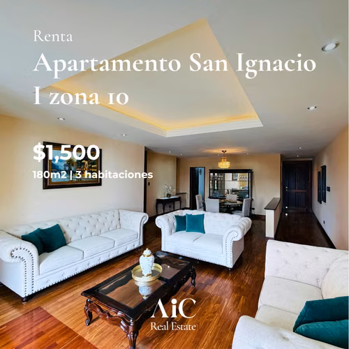 APARTAMENTO EN RENTA, EDIF. SAN IGNACIO I 180 MTS2, 3 DORMITORIOS, ZONA 10