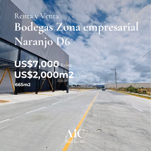 BODEGA C/ MULTIPLES AMBIENTES  665Mts2 / ZONA EMPRESARIAL NARANJO D6