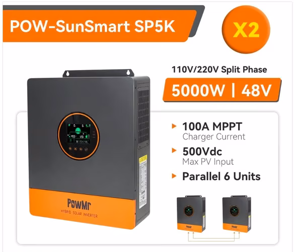 Sistema solar Hibrido OFF GRID o ON GRID / BACK up 120 / 240V hasta 3 FASES 48V