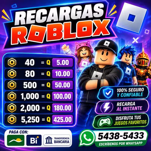 Recargas de Robux para Roblox