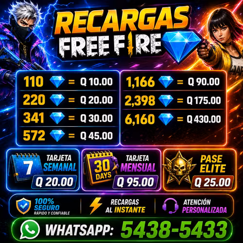 Recargas de diamantes Free Fire