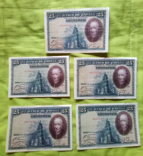 1928 ESPAÑA BILLETES VEINTICINCO PESETAS MADRID ESPAÑA ANTIGUOS 