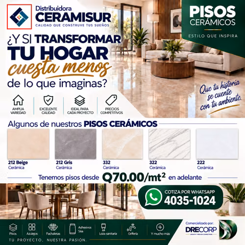 Venta de acabados, Pisos, azulejos, fachaletas, adhesivos, Sisa, loza sanitaria, grifería, etc.