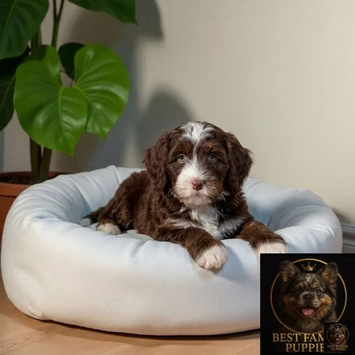 Cachorro Bernedoodle Miniatura Chocolate / Mini Bernedoodle Chocolate disponible