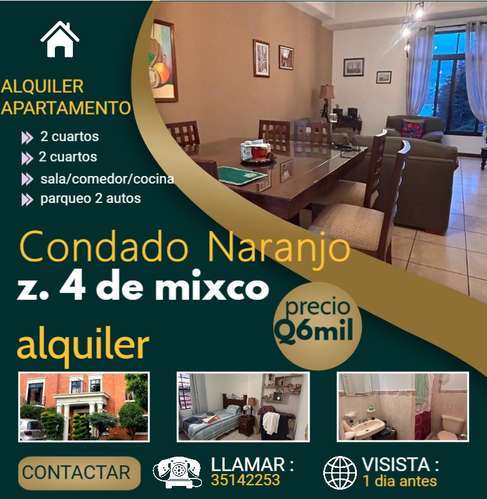 ALQUILER DE APARTAMENTO EN CONDADO EL NARANJO, ZONA 4 DE MIXCO, EDIFICIO BILBAO