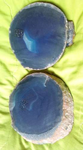 2 ÁGATAS AZULES GEODAS CON VETA PIEDRAS ORIGINALES 