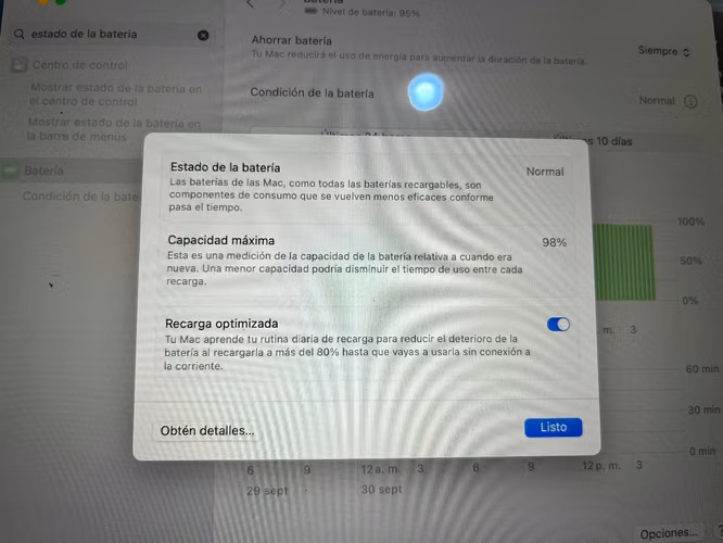 MacBook Air M1 - estado de la batería 98% con cargador original - Imagen 5