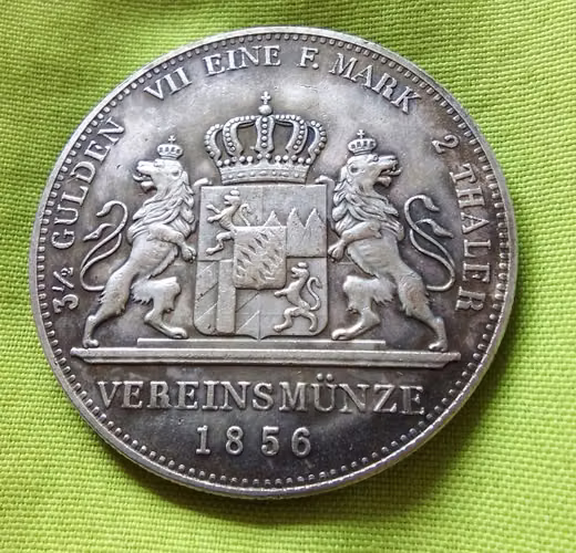 1856 ALEMANIA MAXIMILLIAN II KOENIG V.BAYERN 3 1/2 GULDEN VII MONEDA ANTIGUA ALEMANA 