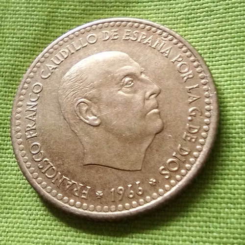 1966 ESPAÑA UNA PESETA FRANCISCO FRANCO MONEDA ANTIGUA ESPAÑOLA  - Imagen 6