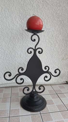 Portavela decorativo de hierro forjado, estilo mosaico en perfecto estado, 1 vela incluida 
