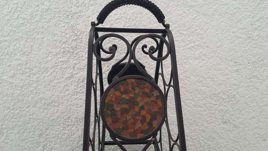 Porta vino de metal para 6 botellas, estilo mosaico en perfecto estado