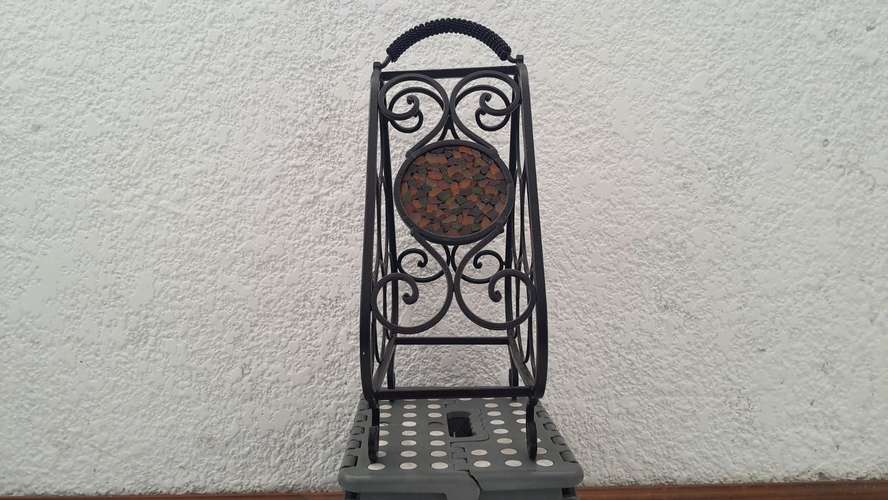 Porta vino de metal para 6 botellas, estilo mosaico en perfecto estado