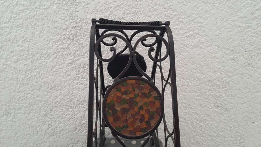 Porta vino de metal para 6 botellas, estilo mosaico en perfecto estado