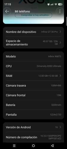 Teléfono infinix GT 30 Pro