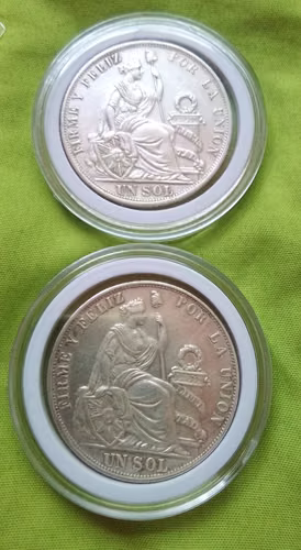 1891 LIBERTAD PERÚ MONEDAS PLATA SILVER REPÚBLICA PERUANA UN SOL MONEDAS ANTIGUAS  - Imagen 7